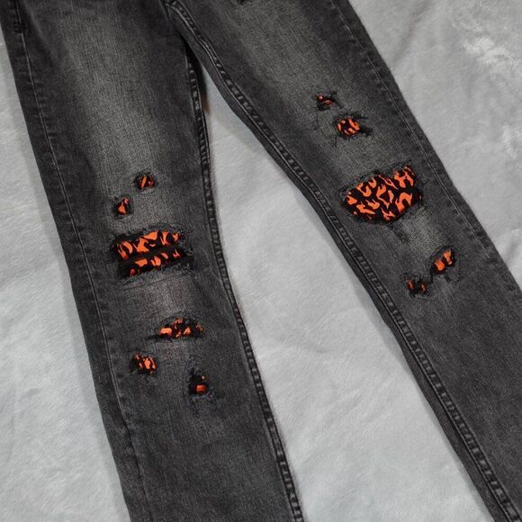 Ksubi Van Winkle Angst Fire Patch Skinny Jeans Womens 28 (Fits 26x27.5) Altered - Picture 2 of 15